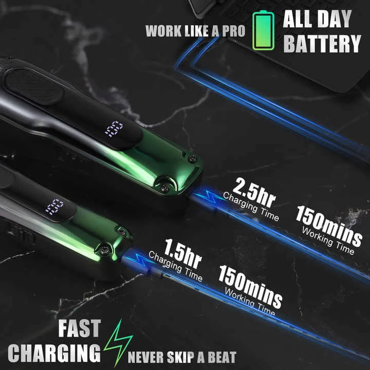 Cordless Professional Hair Clippers Rechargeable Hair Trimmer set  Powerful Hair Grooming Clippers Kit For Man