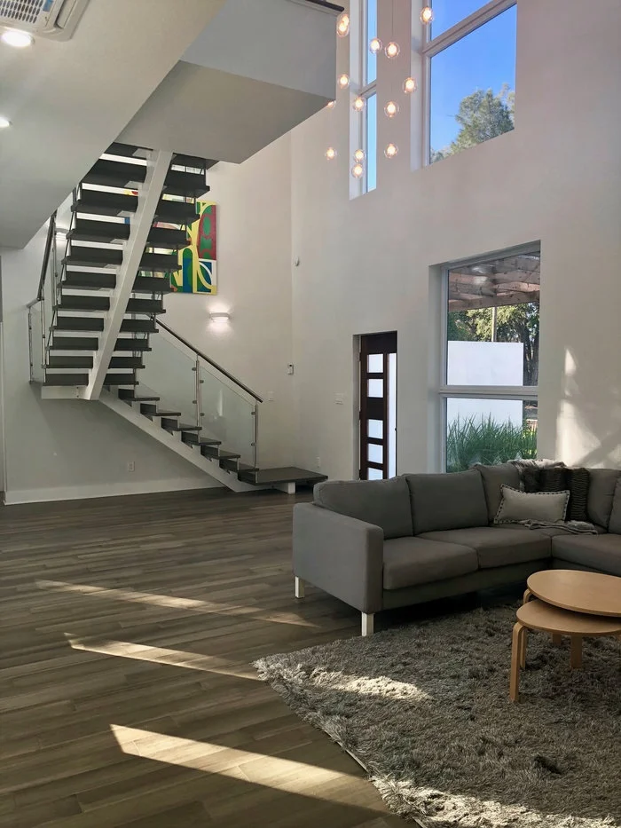 
Modern Mono Stringer Steel Wood Portable Stairs 