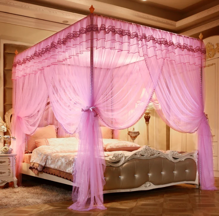 Wholesale best price palace pink double bed folding foldable new designer queen size bed mosquito net