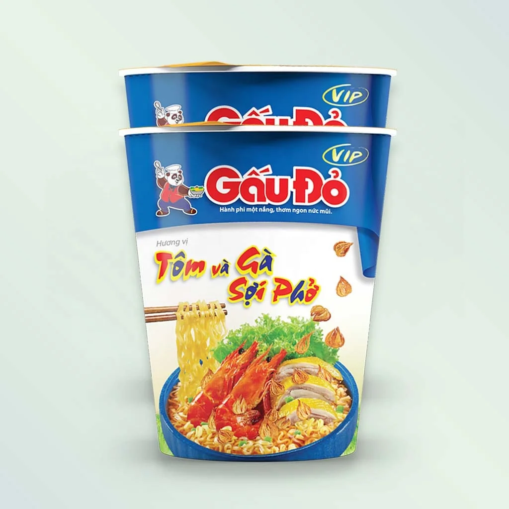 Daily meal with Vietnamese Instant Noodles with Shrimp and Chicken 65gram/ cup Super Cheap Noodles