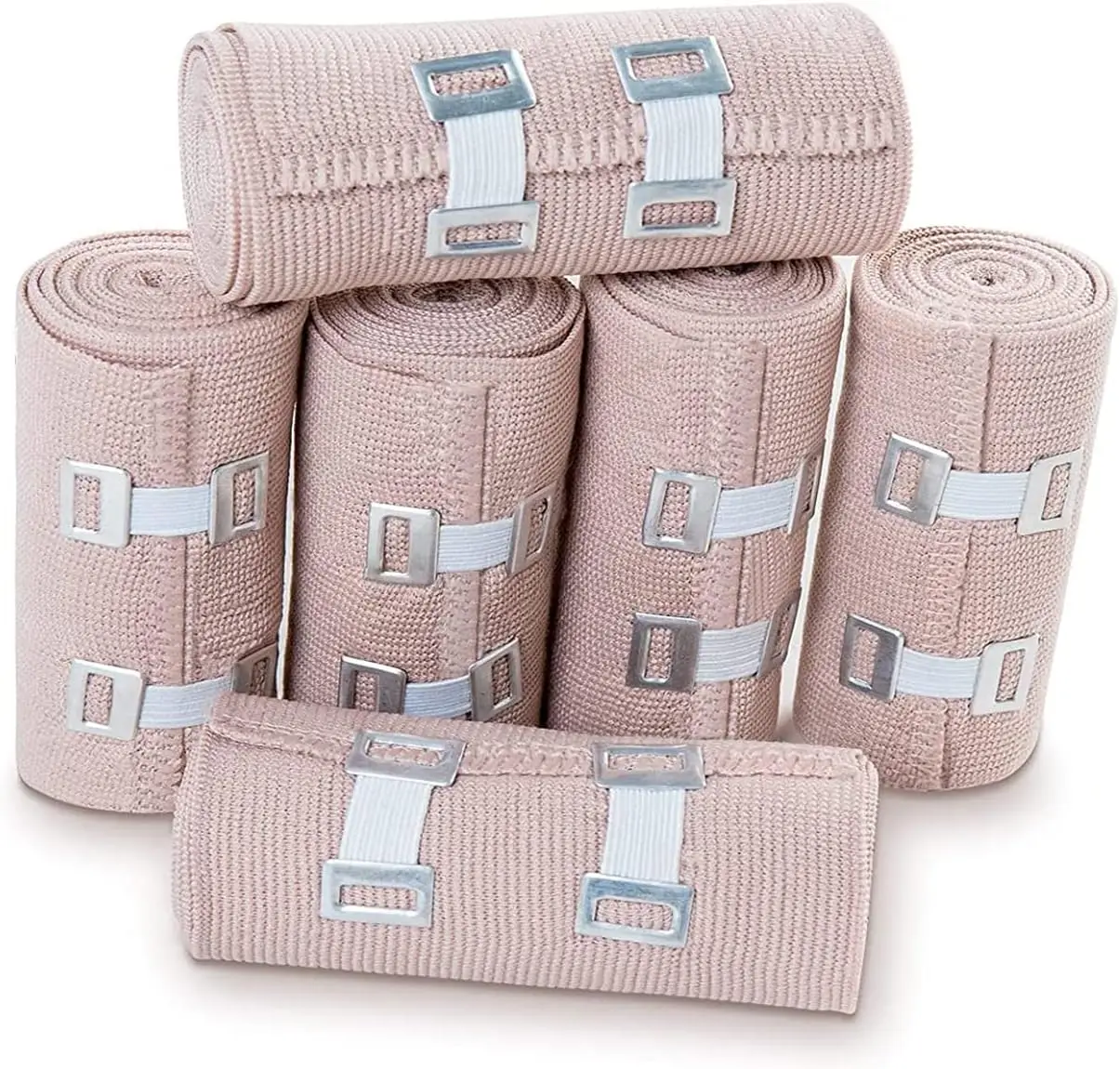 Premium Elastic Bandage Wrap - 12 Extra Clips - Strong Compression Bandage Wrap for Wrist, Ankle, Foot, Knee Wrap