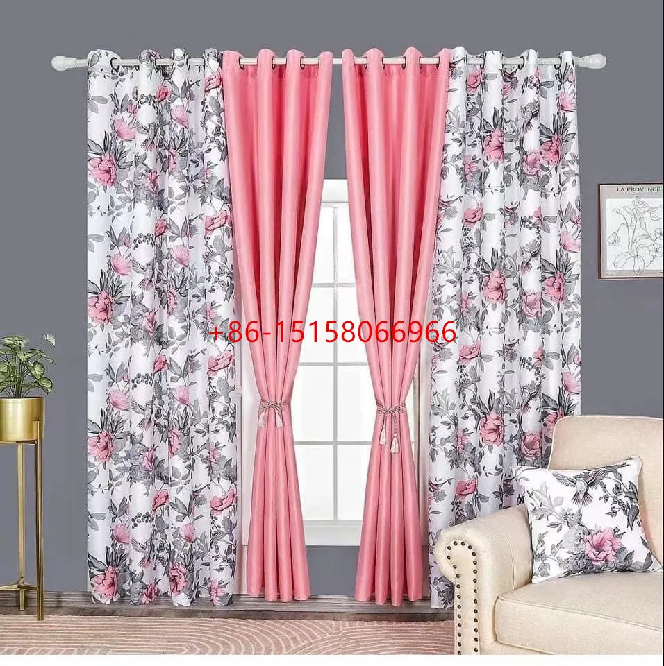 Floral Printed Room Darkening Polyester Fusion Door Eyelet Curtain Panel for Drawing Room Living Room