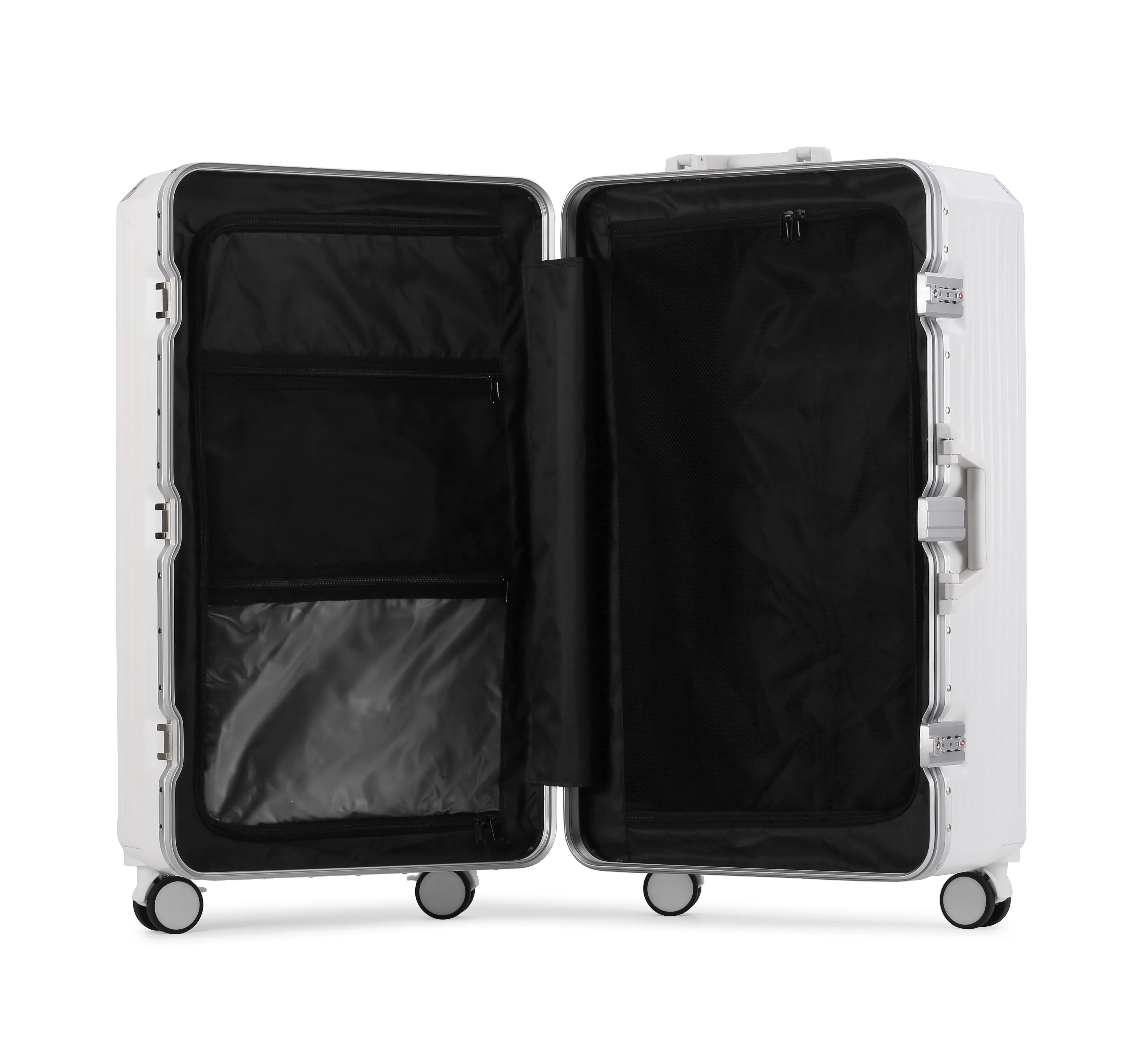 Large capacity white aluminum frame password luggage high appearance level students school 30inch luggage  customization