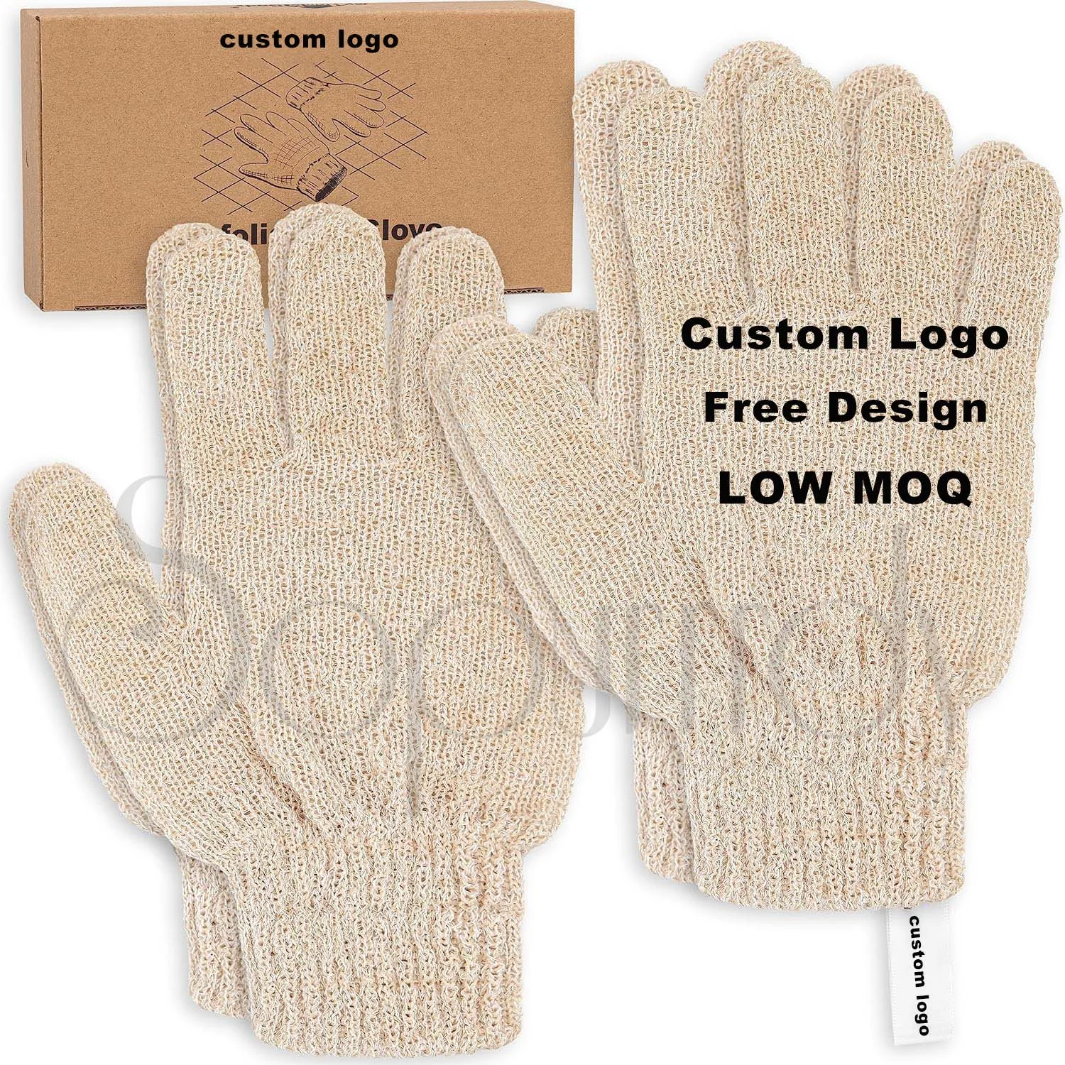 Custom Logo Bath Shower Gloves Exfoliating Dead Skin Gloves Soft Nylon With Hanging Loops Glove For Man Women Washing Body