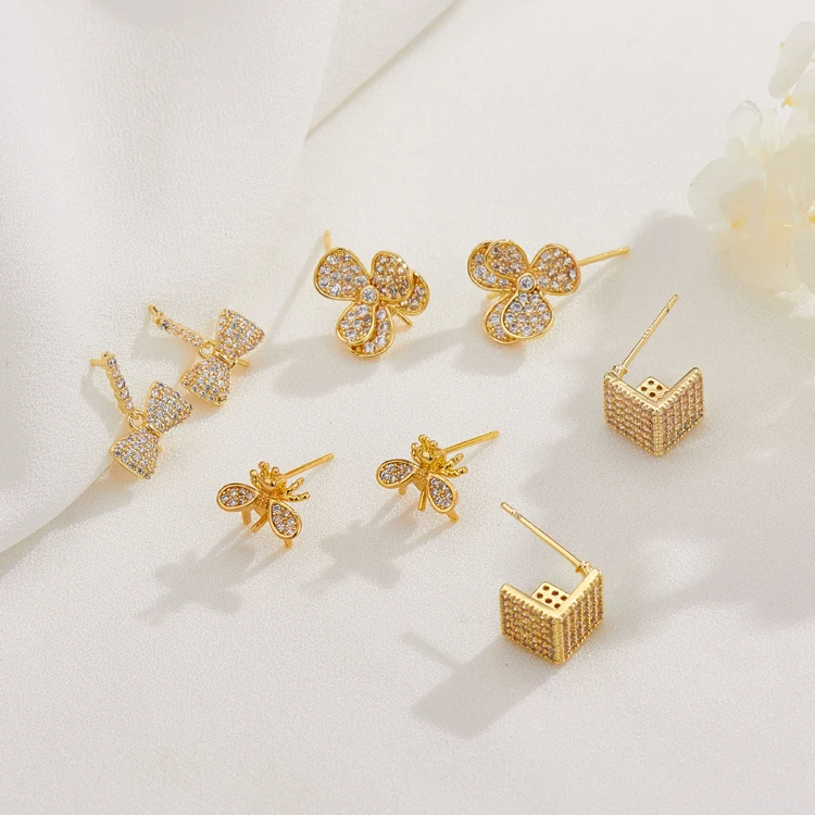 
Fashion Jewellery Earrings 14K Gold Tiny Stud Earrings for Piercing Ears DIY Earrings 