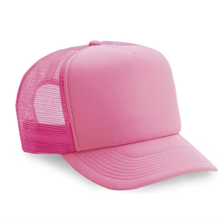 wholesale custom logo solid 5 panel polyester plain Gorras snapback soft mesh cap rope Pink Foam Trucker hat for men and women