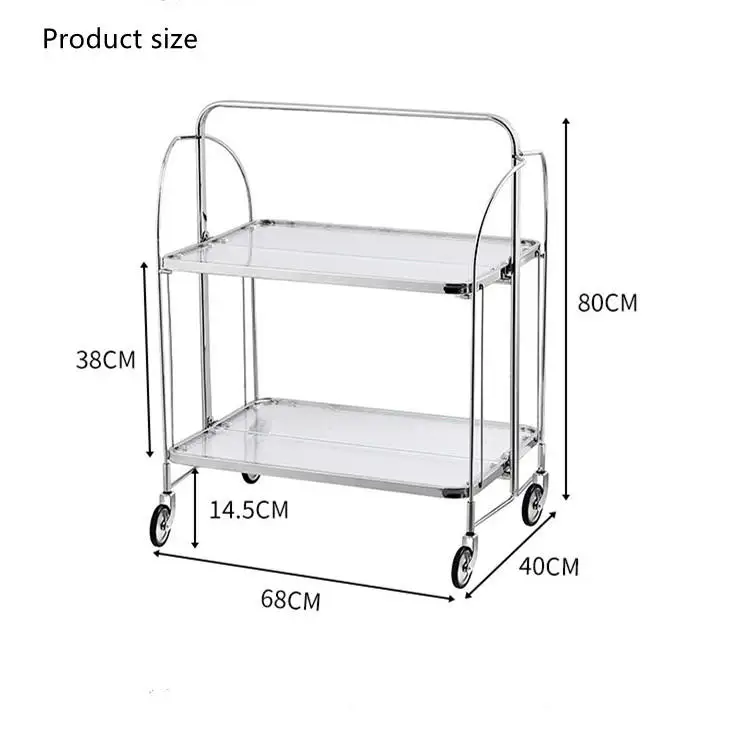 Mobile dining car rack Simple family bedroom glass trolley shelf living room wine hotel stainless steel trolley food truck