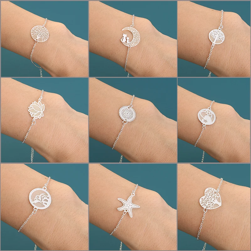 Glow In The Dark Fashion Butterfly Flower Life tree Moon Leaf Jewelry Dark Element Luminous Glowing Bracelets Bangles For Women