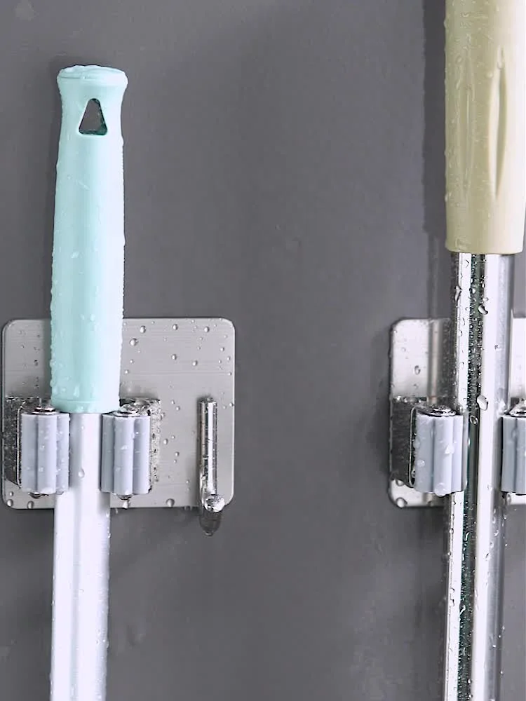 Hot selling Wall Mounted Metal Mop Clip Stainless Steel 304 Waterproof Mop Storage Clip Holder for Home Bathroom