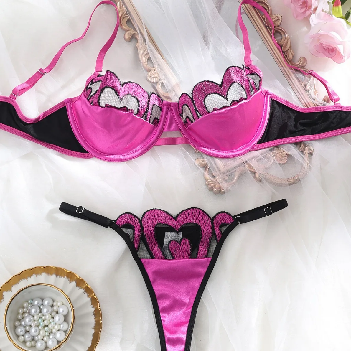 Custom Color Size Hollow Bandage Ring Ring Mesh Handmade Heavy Work Complex Bra Panties Womens Lingerie Sexy Underwear Sets