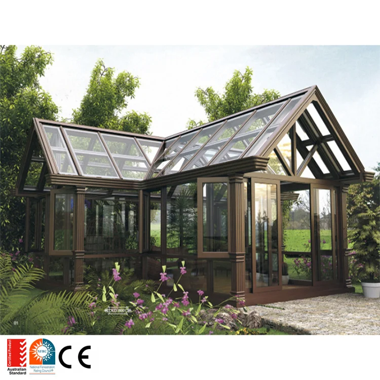 China factory curved glass polycarbonate sunrooms glass houses metal aluminium frame sunroom commercial glass house