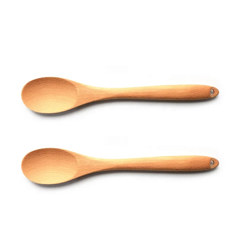 Kitchen Non Stick Resistance Bamboo Mixing Handcraft Spoon with Long Handle Biodegradable Beech Cooking Utensils Spoon