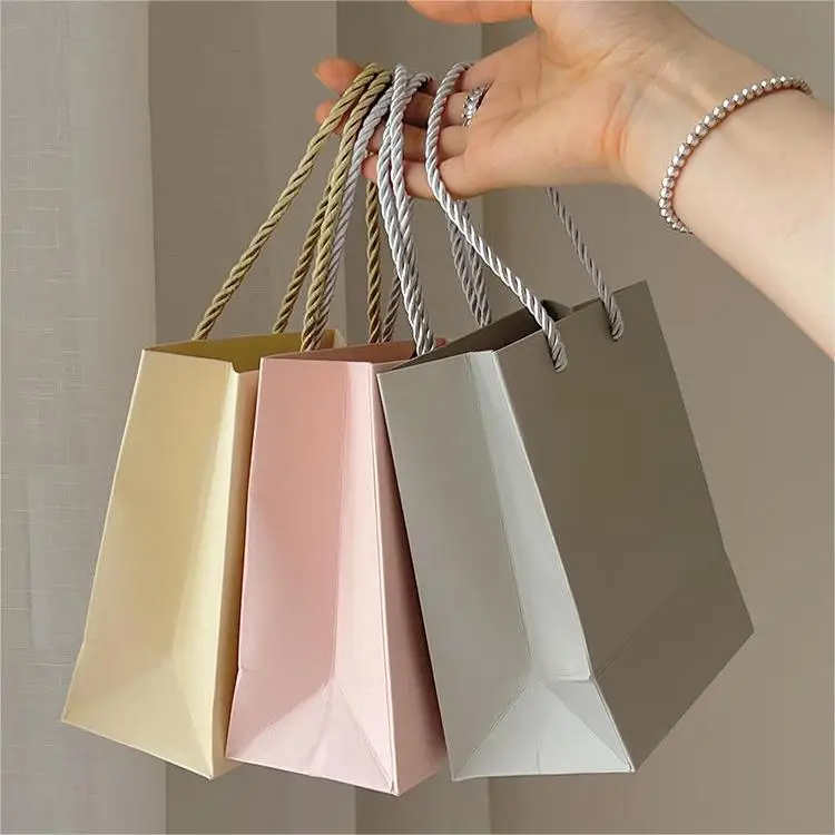 Custom Printed Your Own Logo White Brown Kraft Gift Craft Shopping Paper Bag With Handles