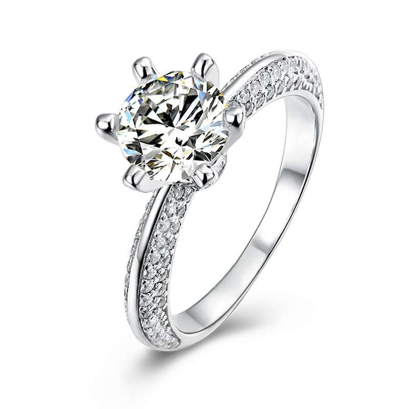 Luxury Moissanite Jewelry White Gold 925 Sterling 1 CT 925 Sterling Silver VVS1 Diamond Moissanite Engagement Rings for Women