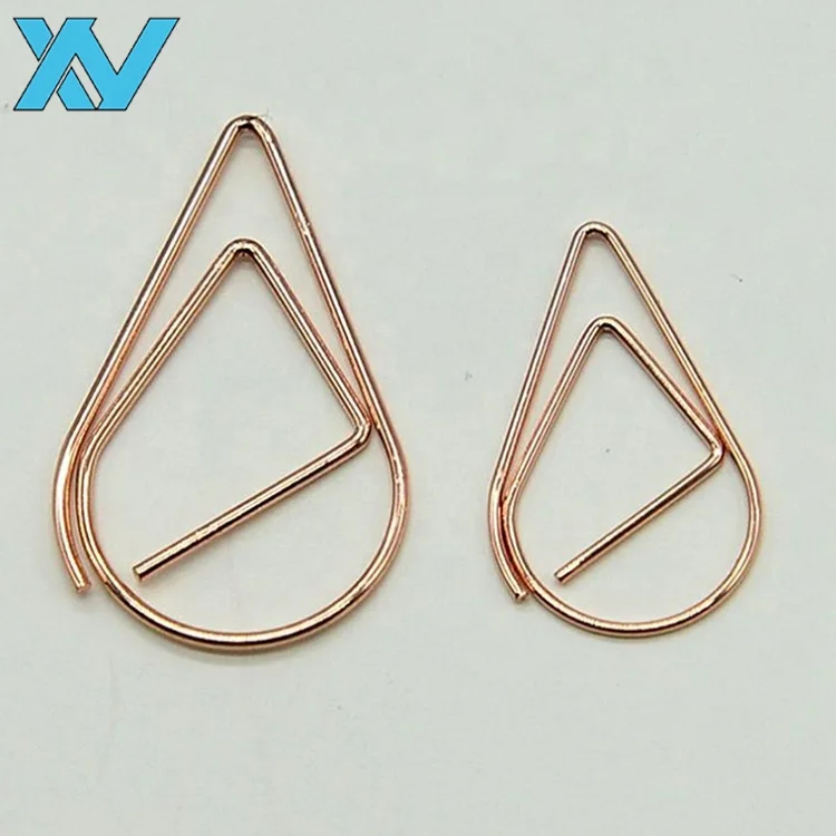 Innovation stationery gifts golden water drop design memo message paper clips