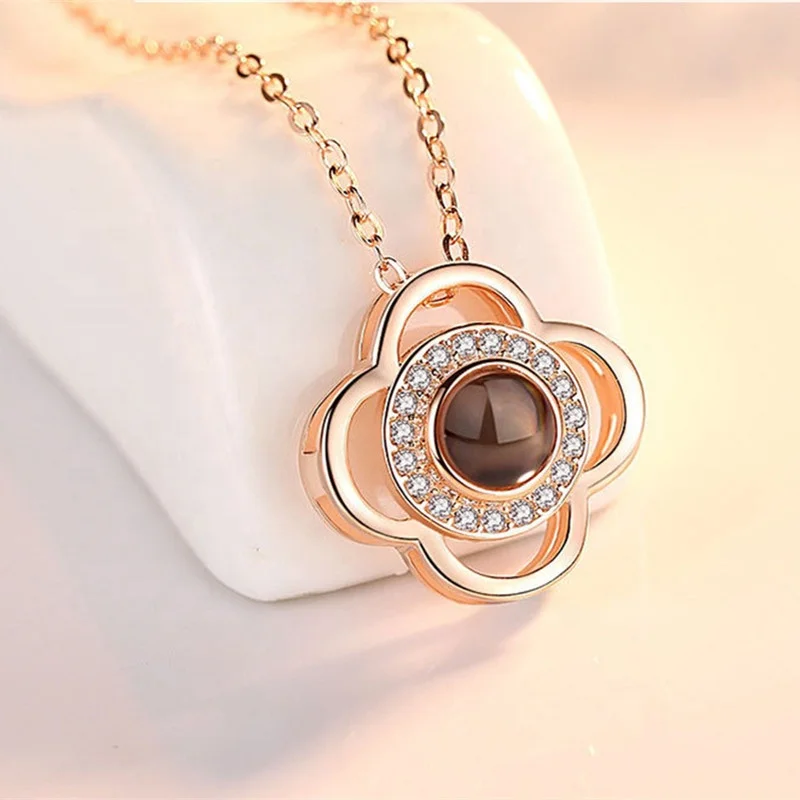 
Dropshipping 100 Languages Necklace I Love You Necklace Silver Necklace Love Forever Gift for Women 