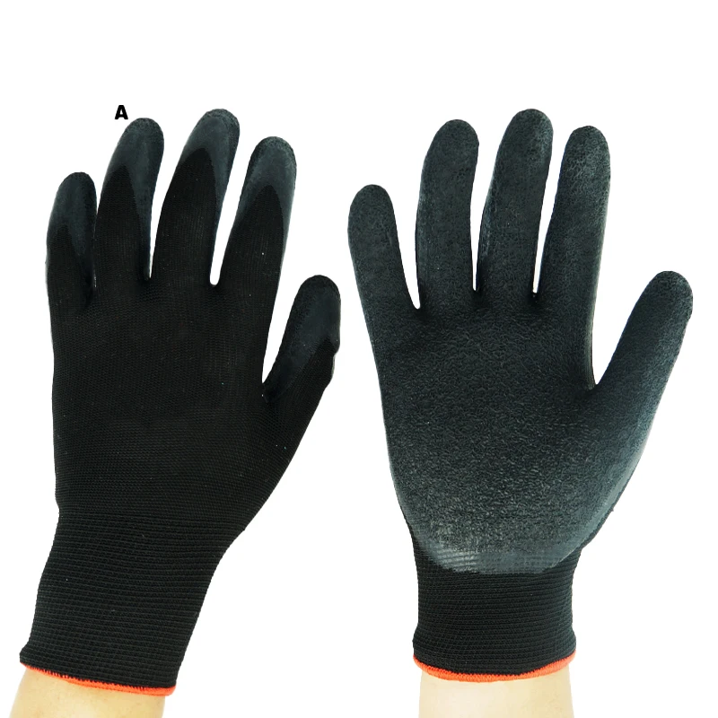 Wholesale Breathable Latex Crinkle Coated  Safety Working Gloves with Latex Palm for Gardening Digging and Planting