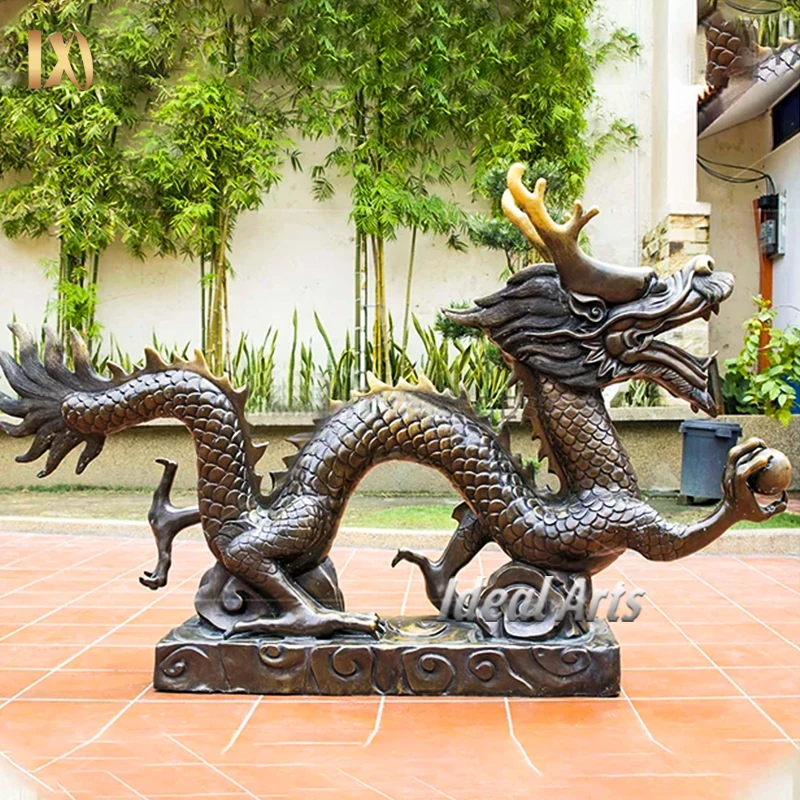 Custom outdoor cast metal brass bronze chinese dragon statues sculpture