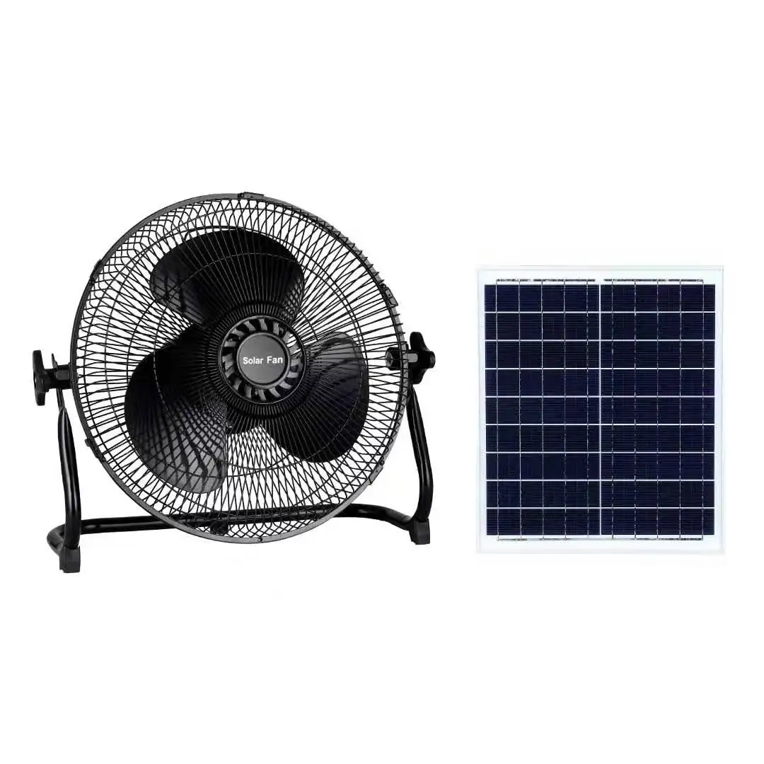 Energy Saving Solar Floor Fan 16 Inch Battery Rechargeable Oscillating Air Cooler Energy Savin Remote Control Stand Floor Fan
