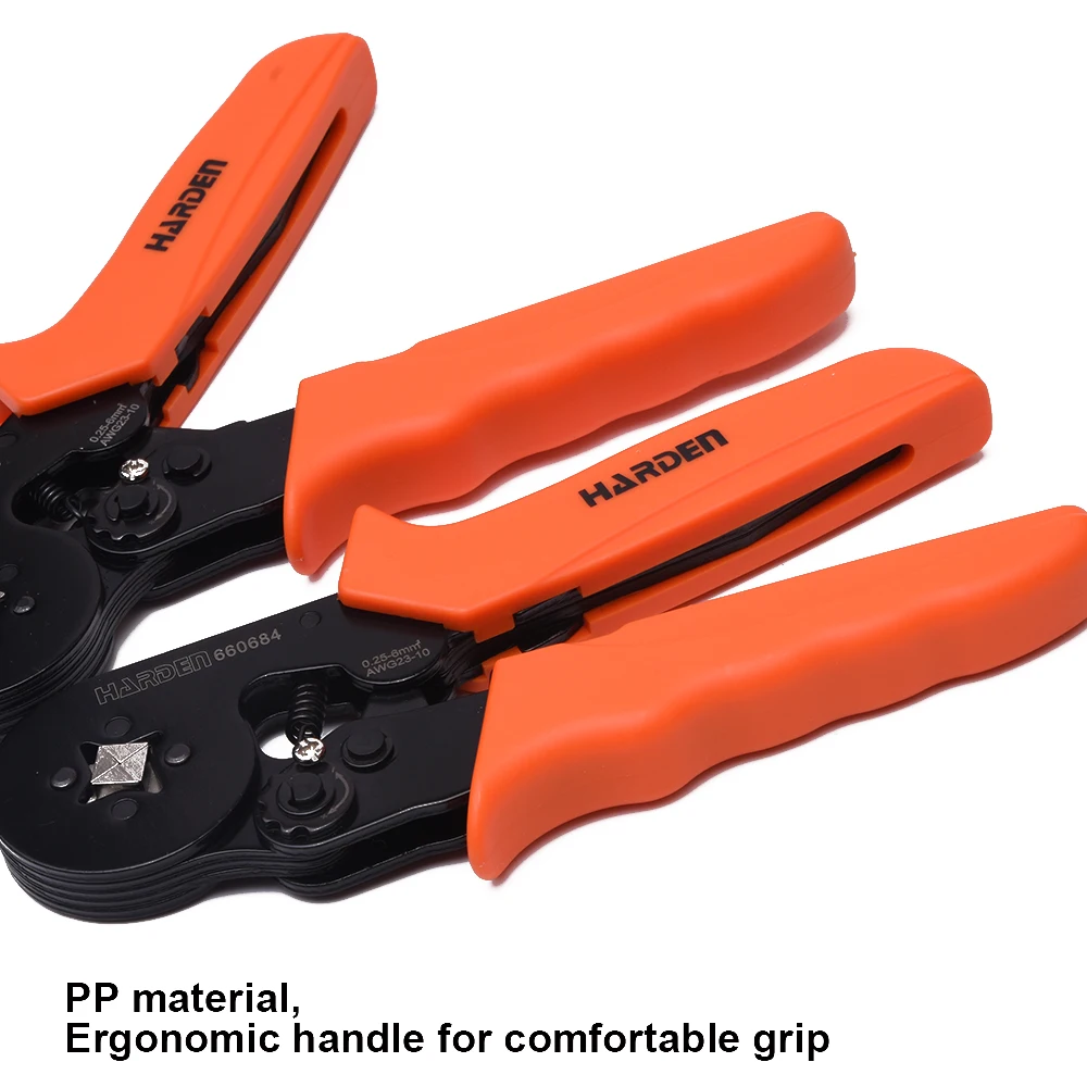 Harden 0.25-6MM Adjusting Ratcheting Square Ferrule Wire Cable Crimper Plier Crimping Crimp Tool AWG23-10 crimping plier
