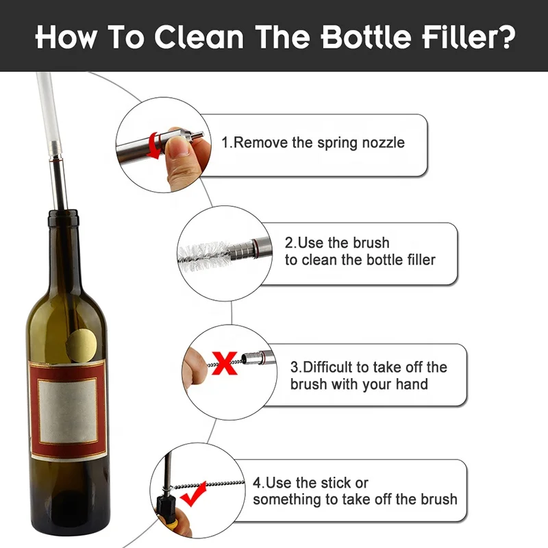 Craft Beer Bottle Filler Kit With Bottling Bucket Spigot & Brush Stainless Steel Wine Transfer Tools For Homebrew