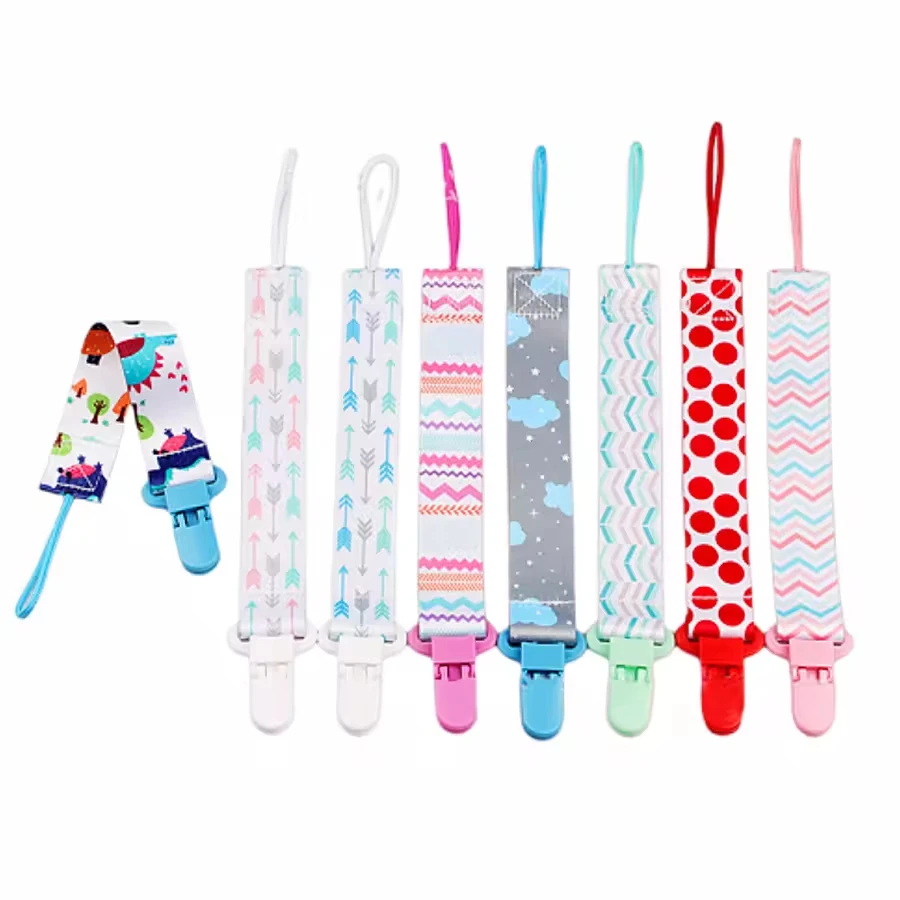 Wholesale Price OEM Polyester Silicon Holder Chain Baby Pacifier Clip For Girls Boys
