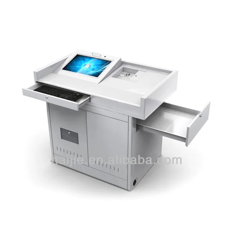 Excellent Material Metal Modern Interactive Teaching Lectern Digital Rostrum Podium