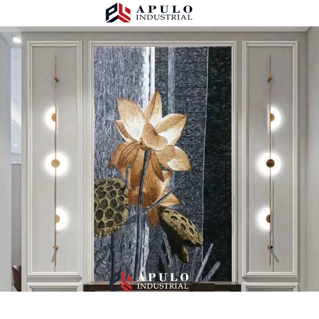 Factory direct custom natural marble handmade flower art mosaic wall mural painting for hotel and villa