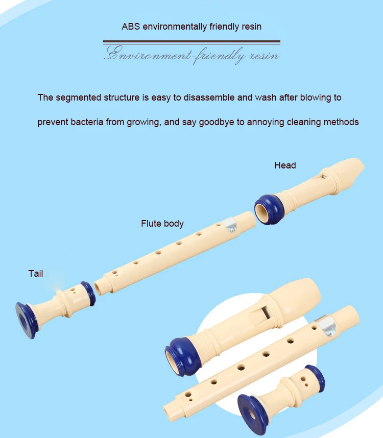 Starway Wholesale 6 8 Hole Style ABS Plastic Student Flute Recorder For Promotion Musical Instrument For Gift