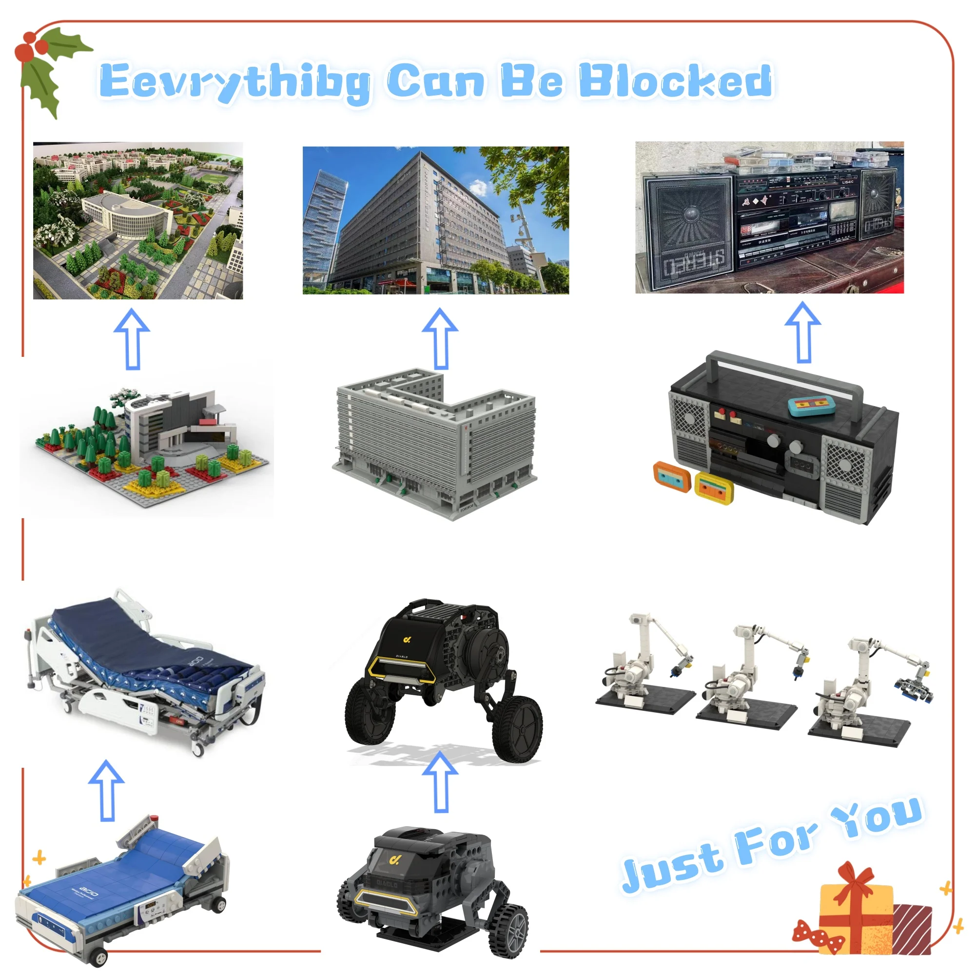 Newly Released  Custom Street View Building Block  Sets  Bus Statiop 3D DIY Corporate custom house model