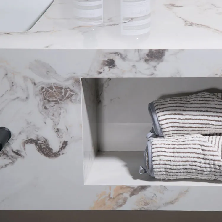 artificial marble big sintered stone slab cabinets bathroom sink for home decoration