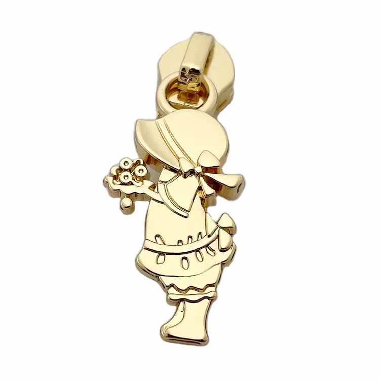 Trade assurance gold silver gun 5# nylon slider stocking metal zipper pulls for handbag / clothes