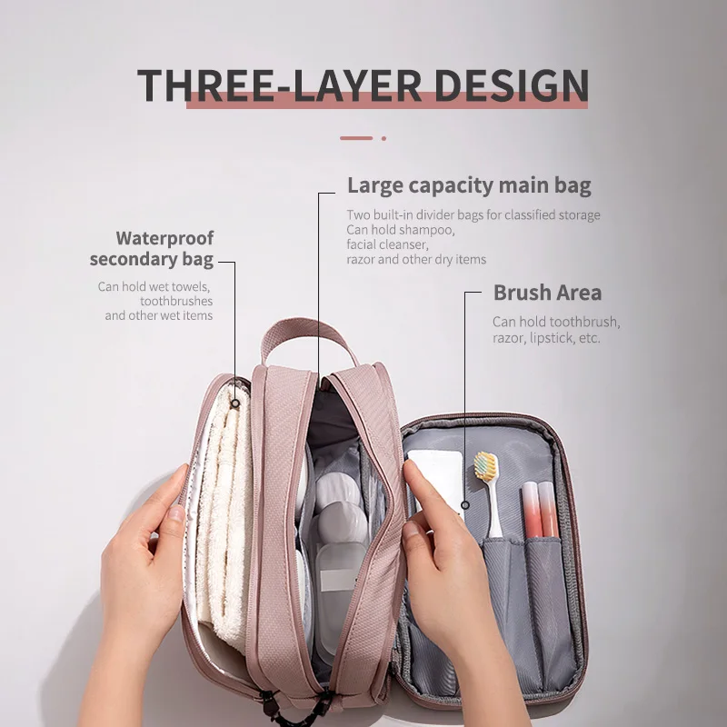 Custom Ladies Makeup Bag with Zipper Closure PU Cosmetic Toiletry Organizer for Travel Fashionable Style