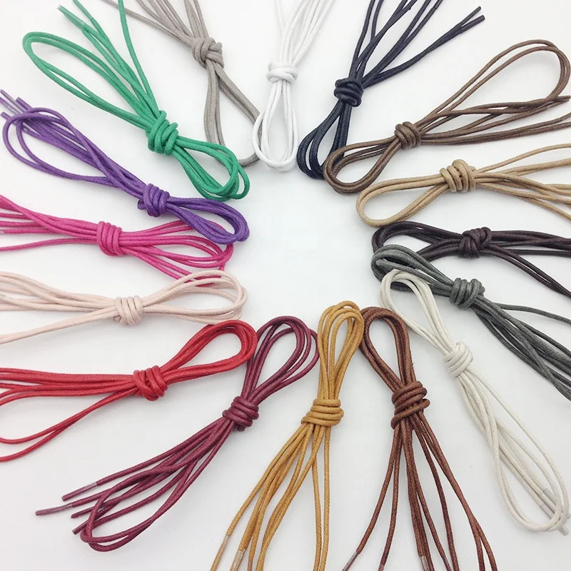 Popular Round Waxed Shoe Laces 2.5mm wide Cotton Shoelace Waterproof Thin Dress Shoe Strings Hiking Boots Waxed Shoelaces