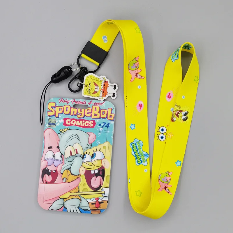 Card Holder Cute Cartoon Monster Sponge Alien Buzz Light Lanyard Anti-Lost Name Badge Bus Work ID Card Case with Lanyard Custom