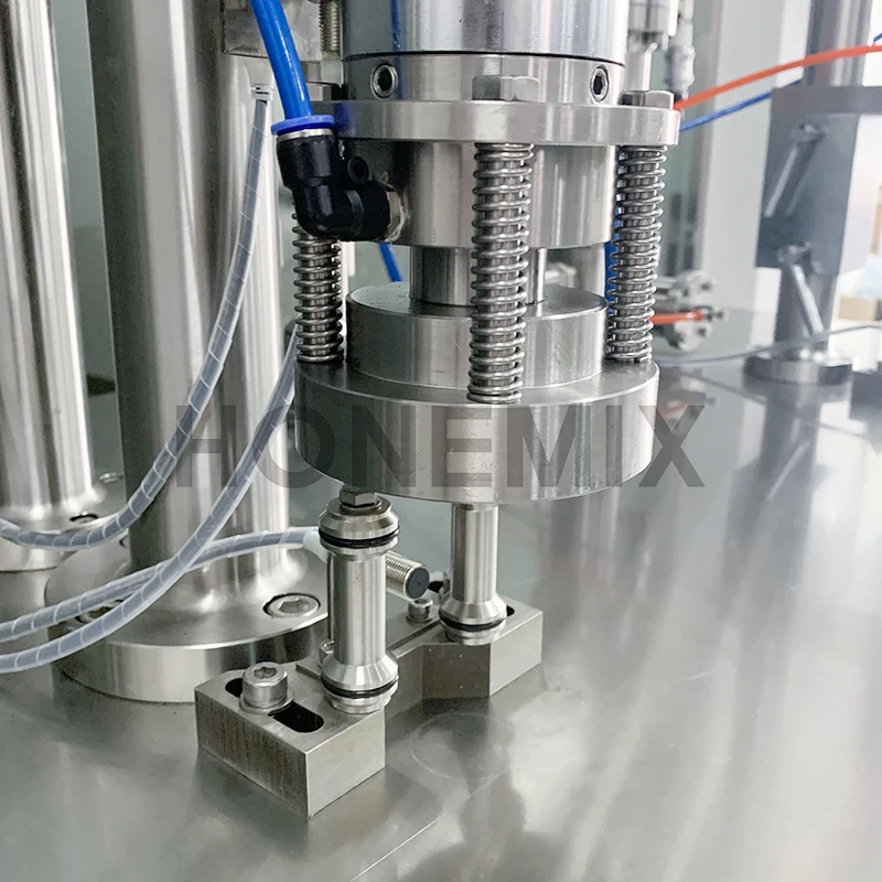 HONE Factory price semi automatic BOV filler bag on valve aerosol filling and sealing machine for cans disinfection spray