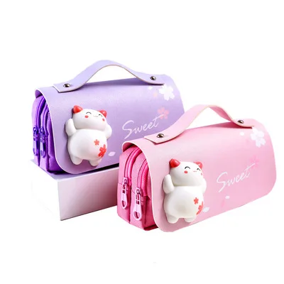 Decompression Pencil Case Elementary School Simple Large Capacity Stationery Box Ins Tide Cute Girl Pencil Case Bag (1600327224990)