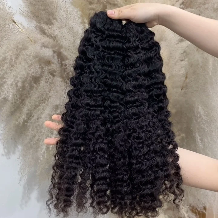 Dyed Kinky Hair Weft Jerry Curly Human Hair Bundle Natural Color Kinky Curly Afro Coily Raw Burmese Hair Bundle,thickness