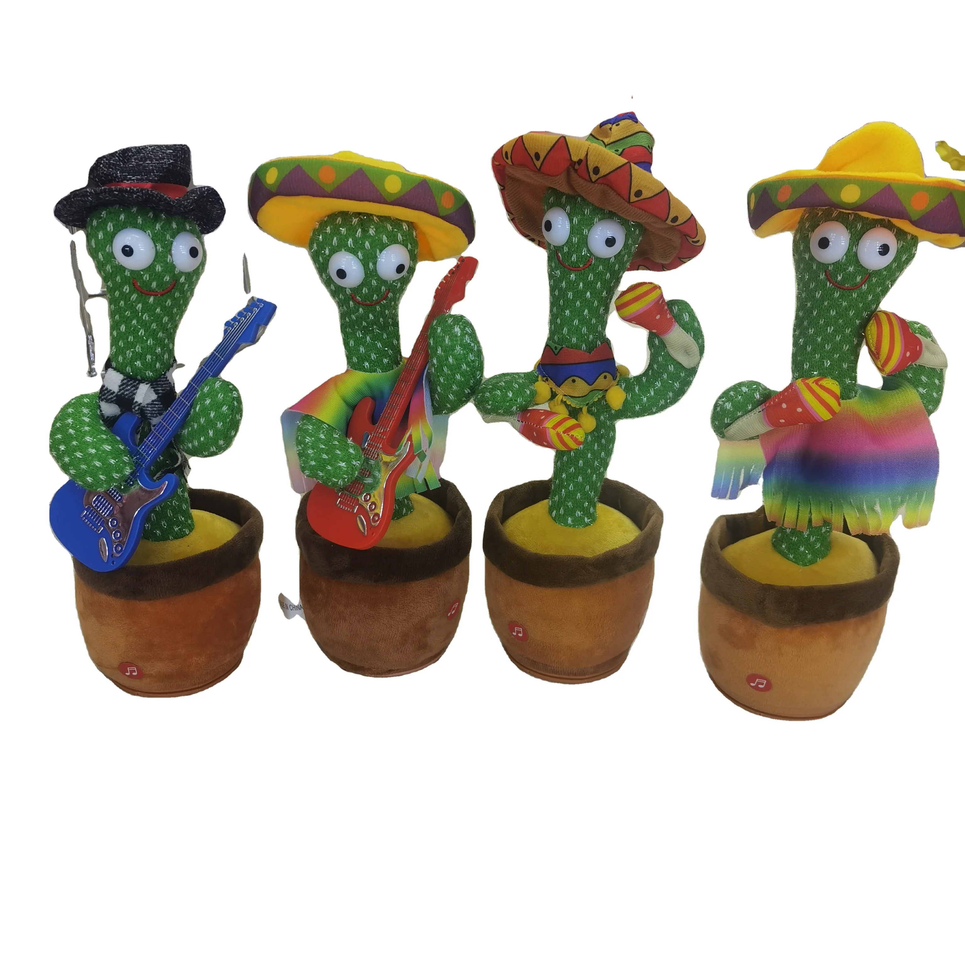 Latest Hot Sale Funny Cute Talking Singing and Dancing Cactus Doll Electronic Plush Toy for Children Playing Battery Model