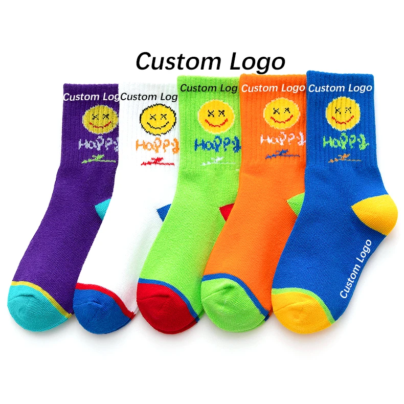 
Designer Logo Thick Slouch Fashion Ribbed Design Colorful Fancy 100% Cotton Brand Sports Soft Custom Winter Crew Kids Socks 