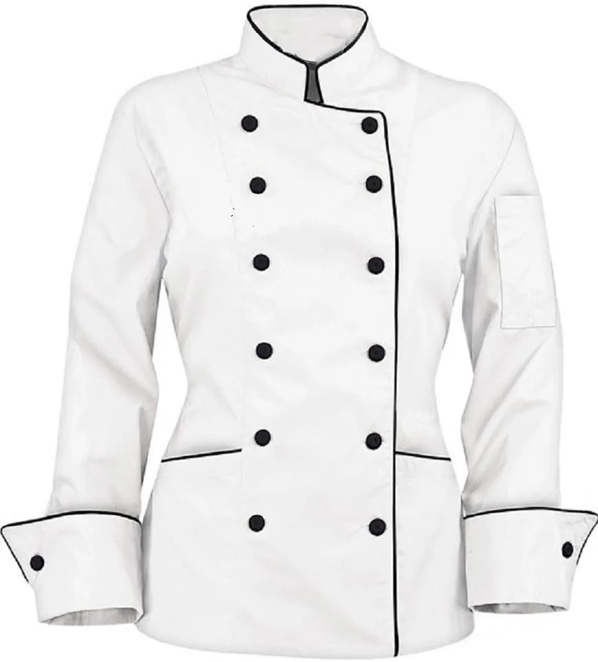 Unisex Chef Coat White 3/4 Long Sleeve Restaurant Hotel Bar Customized Polyester Cotton Work Uniform Women Chef Jacket