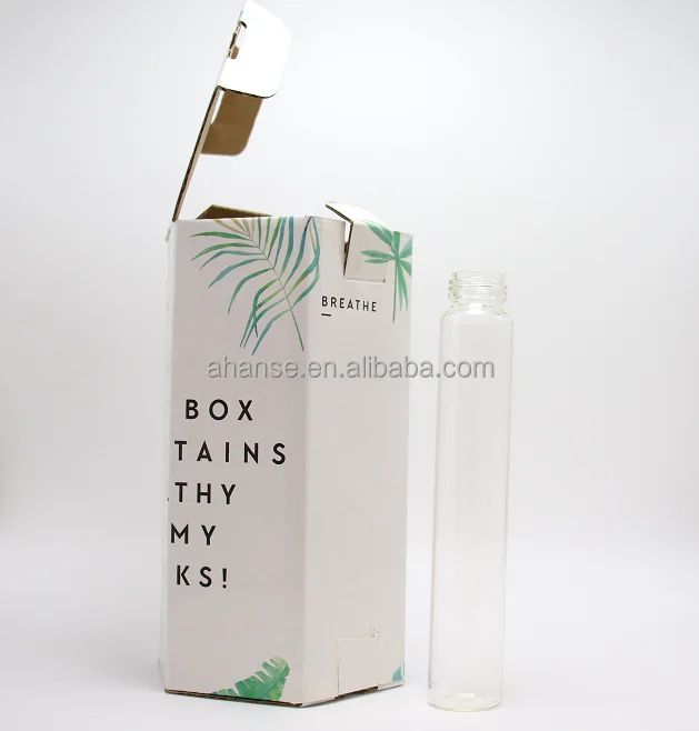 In stock clear empty 50ml 100ml cylinder tube wine glass bottle with silver screw cap and custom box