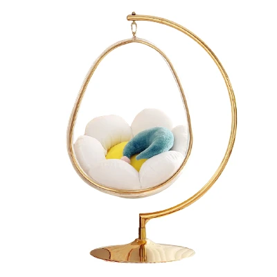 Gold Egg shape Luxury Acrylic Hanging chairs Swing chair  outdoor Floor Stand  Bubble Chair for living room garden bedroom hotel