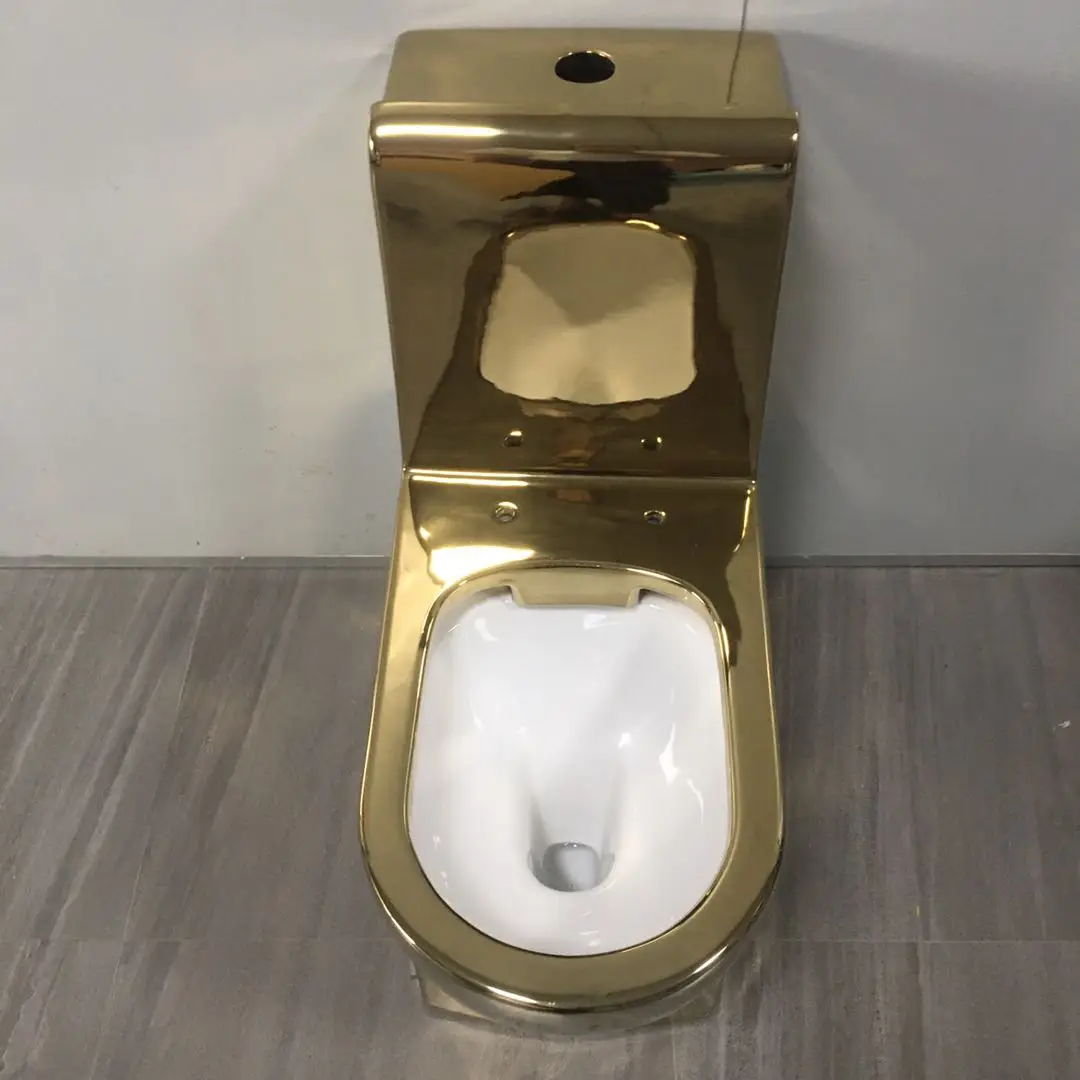 golden sanitary wares one piece  siphonic  gold ceramic toilet for hotel