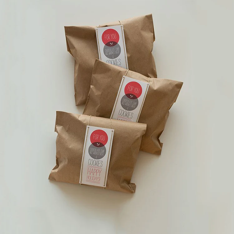  Wholesale Cheap Food Packing Customized Bakery Pastry Biscuit Packaging Kraft Paper Cookie Bag For