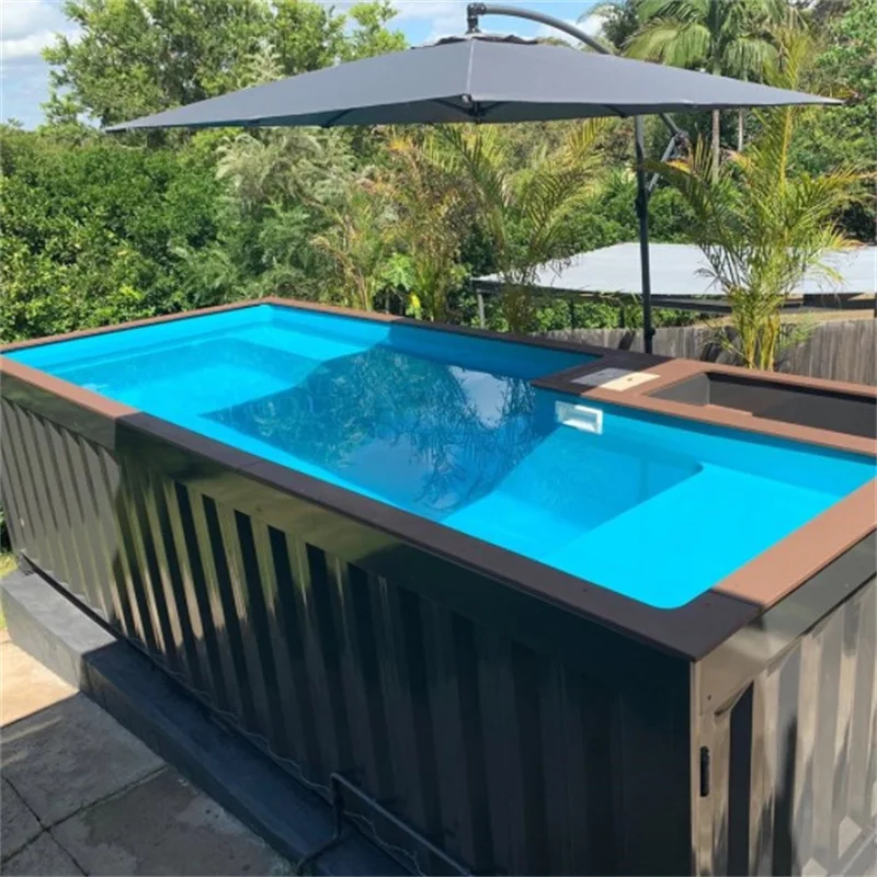 Shipping container swimming pool with glass fiber liner new style made in China