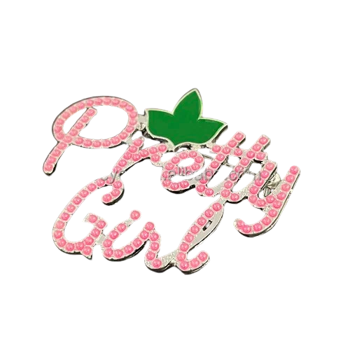 Greek Alpha Pink and Green Sorority Graduation Gifts Maple Leaf Pretty Girl Pearl Rhinestone Pin Brooch For Women Jewelry Gifts