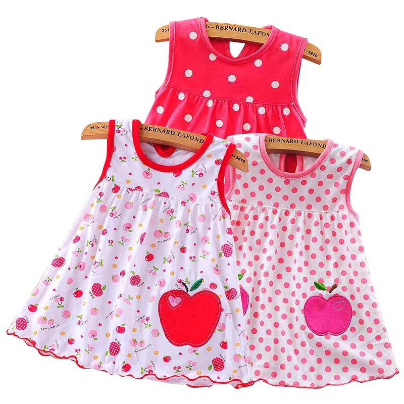 0-1year Summer 100% cotton Baby Dress /girl baby Sleeveless flower print dress clothes toddle baby girl Dress