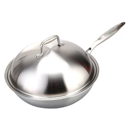 Hot Sales 3 ply High Quality SUS 304 Stainless Steel Non Stick Wok with Coating