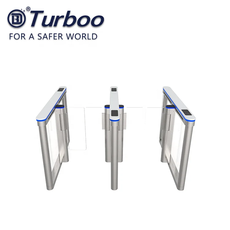 High security fully automatic optical pedestrian access control swing turnstile barrier speed gates for banks and hotels